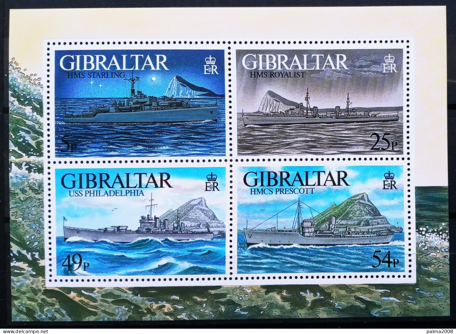 GIBRALTAR - IVERT 776/79 HOJA BLOQUE Nº 25 NUEVOS ** - BARCOS DE GUERRA - Gibraltar