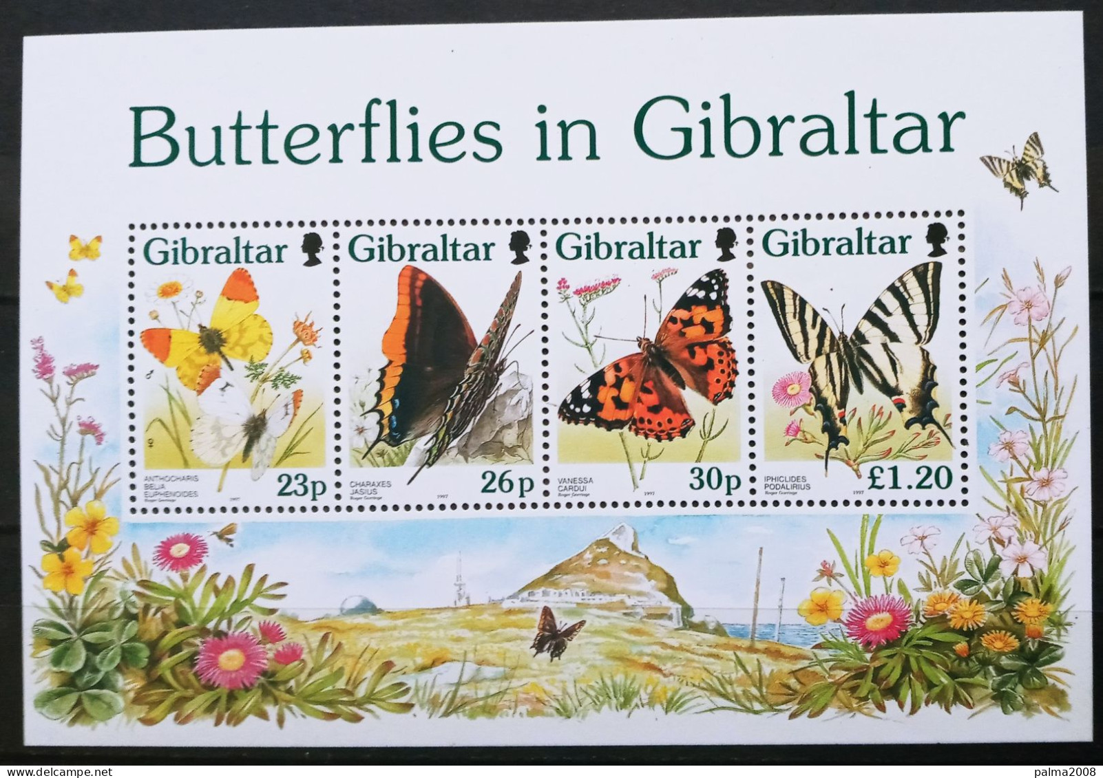 GIBRALTAR - IVERT 802/05 HOJA BLOQUE Nº 26 NUEVOS ** - MARIPOSAS - Gibilterra