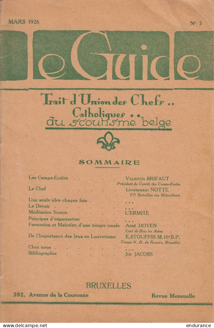 Scoutisme - Lot De 6 Revues "Le Guide" (Trait D'Union Des Chefs Catholiques Du Scoutisme Belge) - Entre Mars 1926 Et Déc - Movimiento Scout
