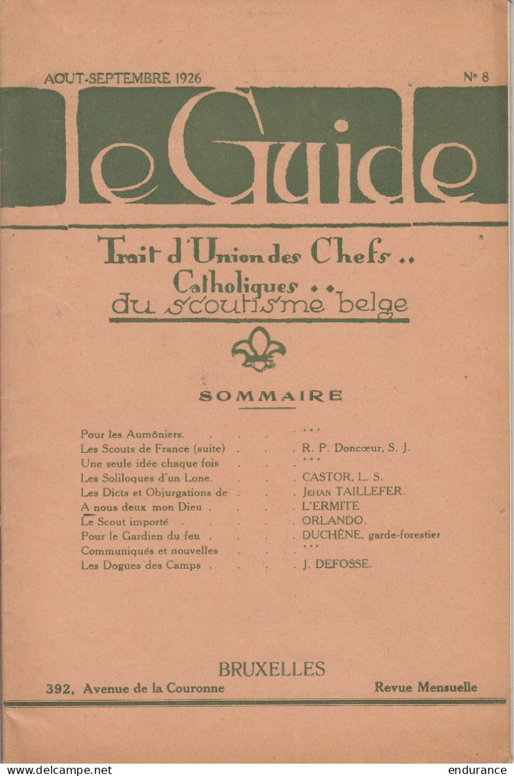 Scoutisme - Lot De 6 Revues "Le Guide" (Trait D'Union Des Chefs Catholiques Du Scoutisme Belge) - Entre Mars 1926 Et Déc - Pfadfinder-Bewegung