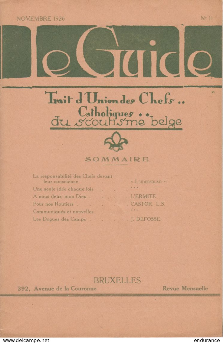 Scoutisme - lot de 6 revues "Le Guide" (Trait d'Union des Chefs Catholiques du scoutisme belge) - entre mars 1926 et déc