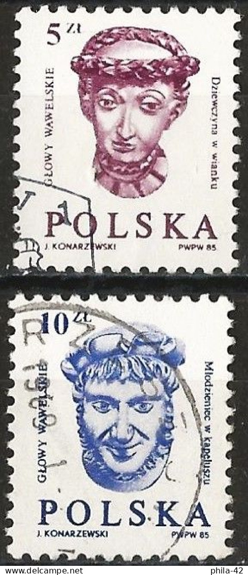 Poland 1985 - Mi 2986/87 - YT 2798/99 ( Carved Wawel Heads ) - Oblitérés