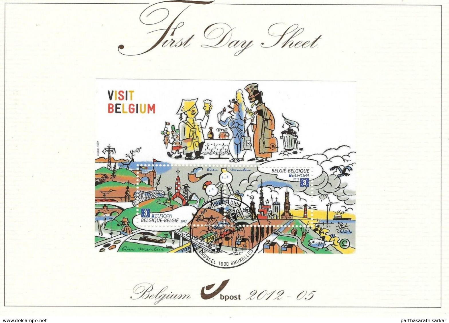 BELGIUM 2012 EUROPA CEPT TINTIN FIRST DAY CANCELED MINIATURE SHEET RARE - Lettres & Documents