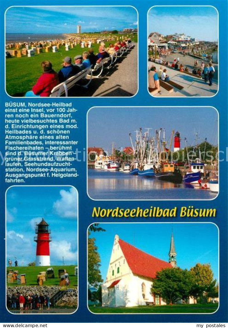 73237948 Buesum Nordseebad Strand Uferpromenade Hafen Kirche Leuchtturm Chronik  - Buesum