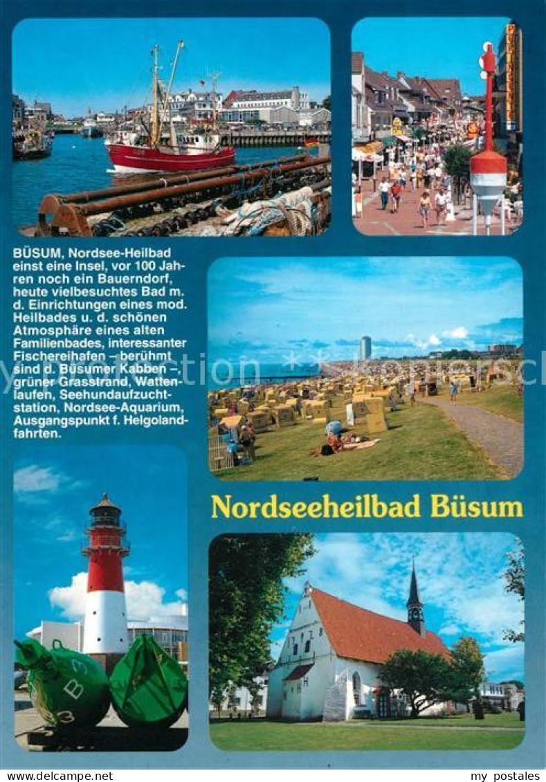 73237945 Buesum Nordseebad Hafen Leuchtturm Kirche Promenade Buesum Nordseebad - Büsum