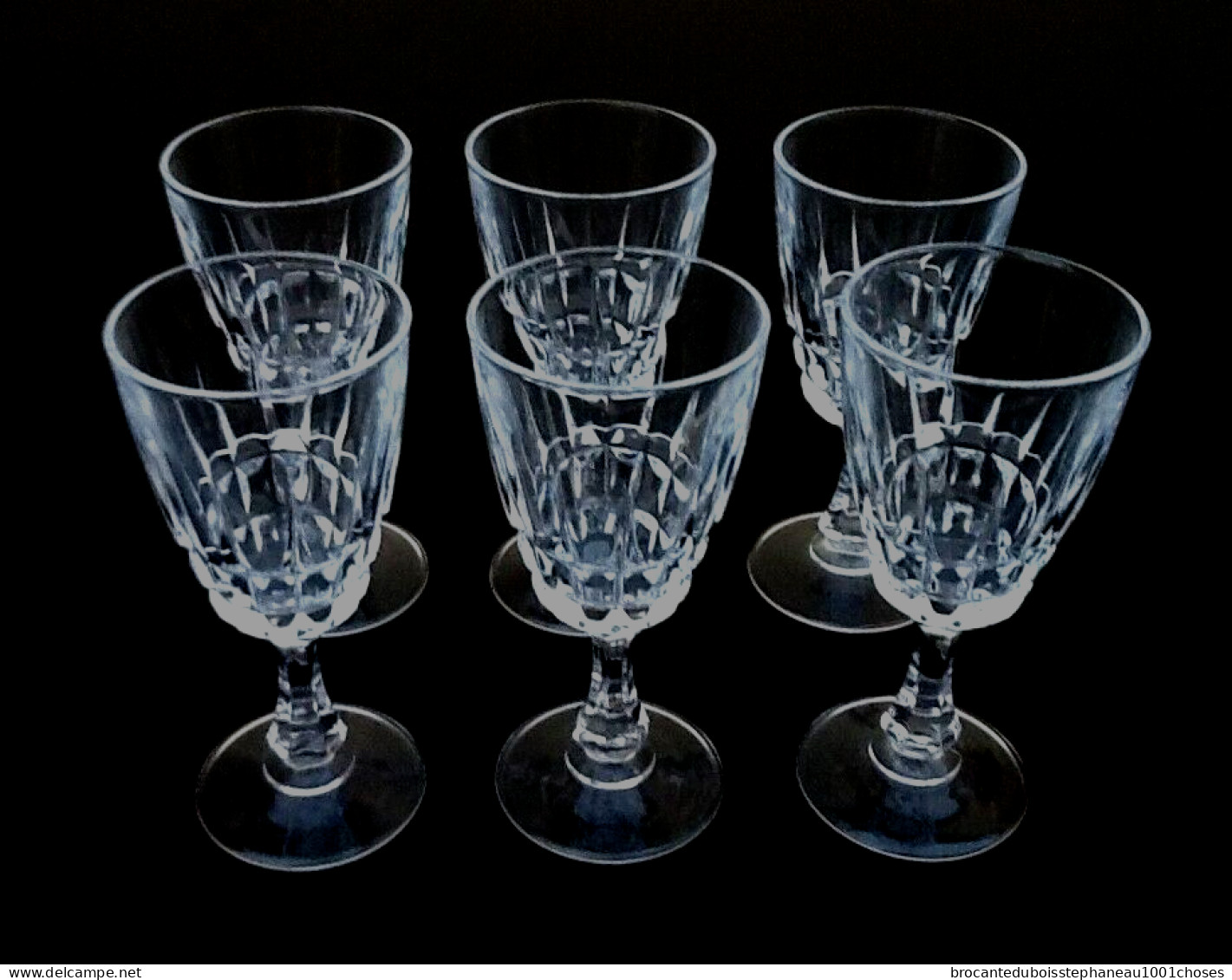 Années 1970  6 Verres Taillés Cristal D' Arques France Modèle Pompadour - Glasses