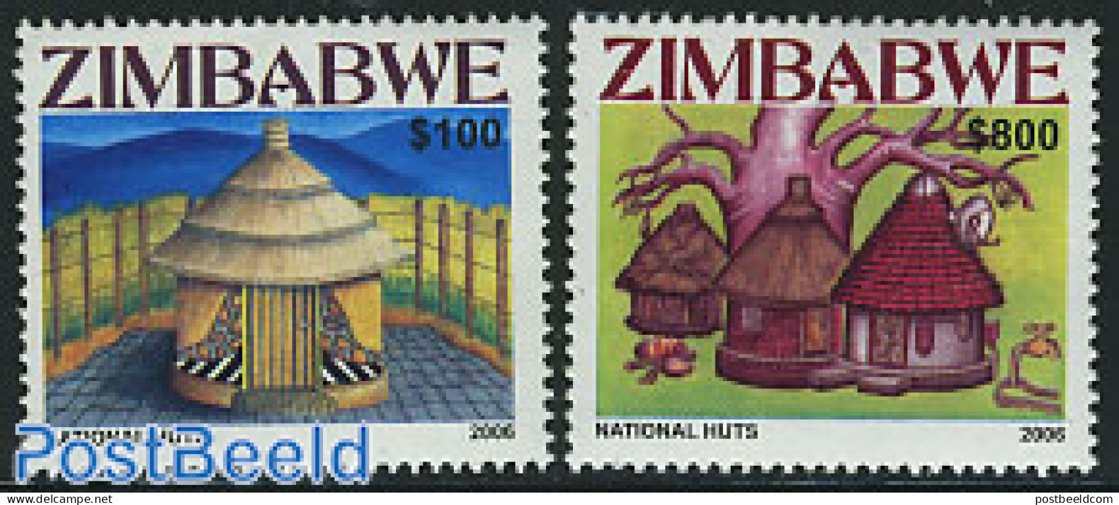 Zimbabwe 2006 National Huts 2v, Mint NH - Zimbabwe (1980-...)