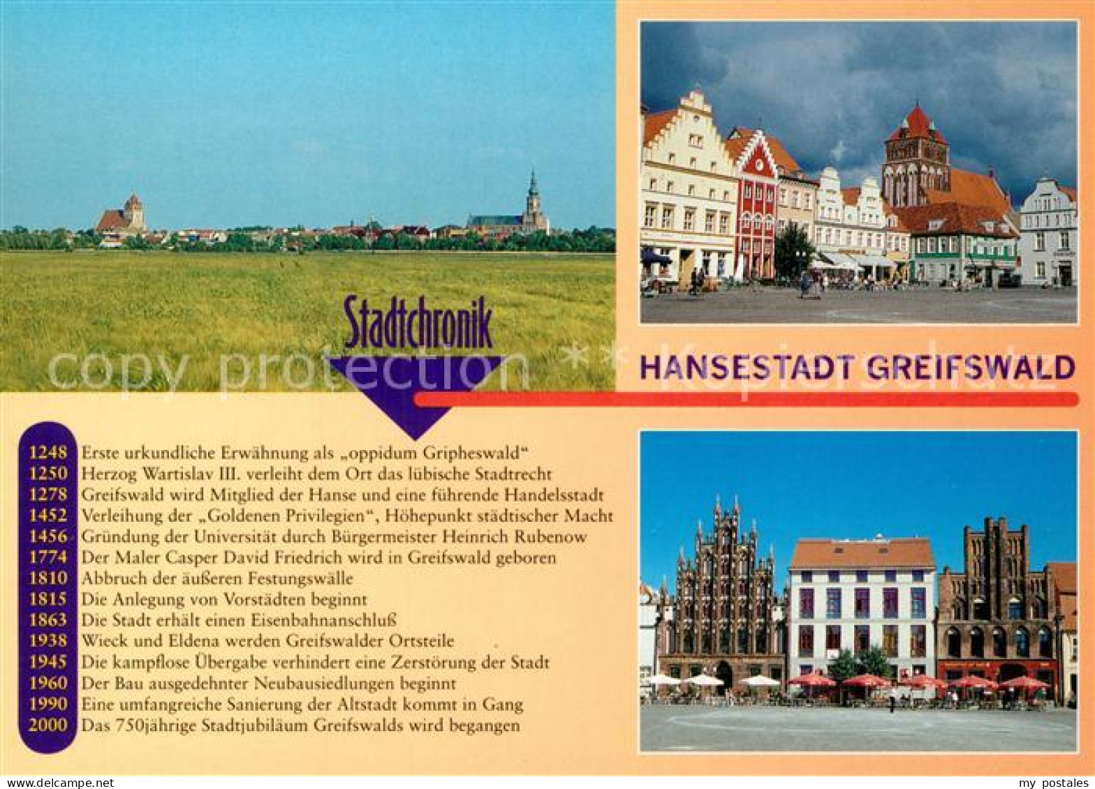 73236091 Greifswald Stadtansicht Markt Backsteinhaeuser Markt Chronik Greifswald - Greifswald