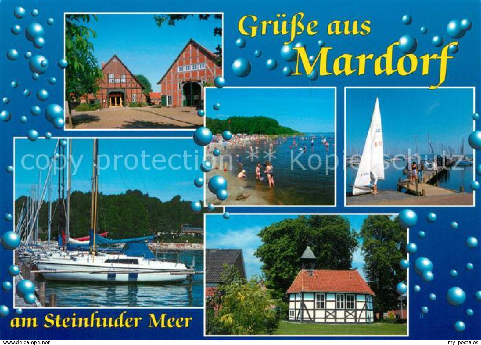 73236055 Mardorf Steinhuder Meer Seebruecke Strand Dorfkirche Segelboote Mardorf - Steinhude