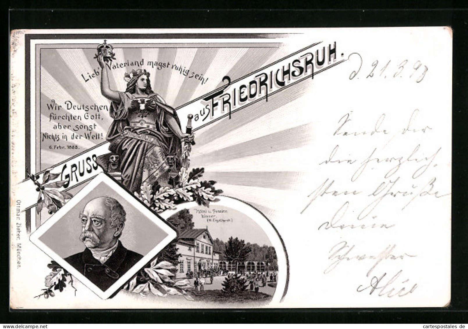 Lithographie Friedrichsruh, Bismarck U. Hotel U. Pension Werner, Bes. W. Engelhardt  - Friedrichsruh