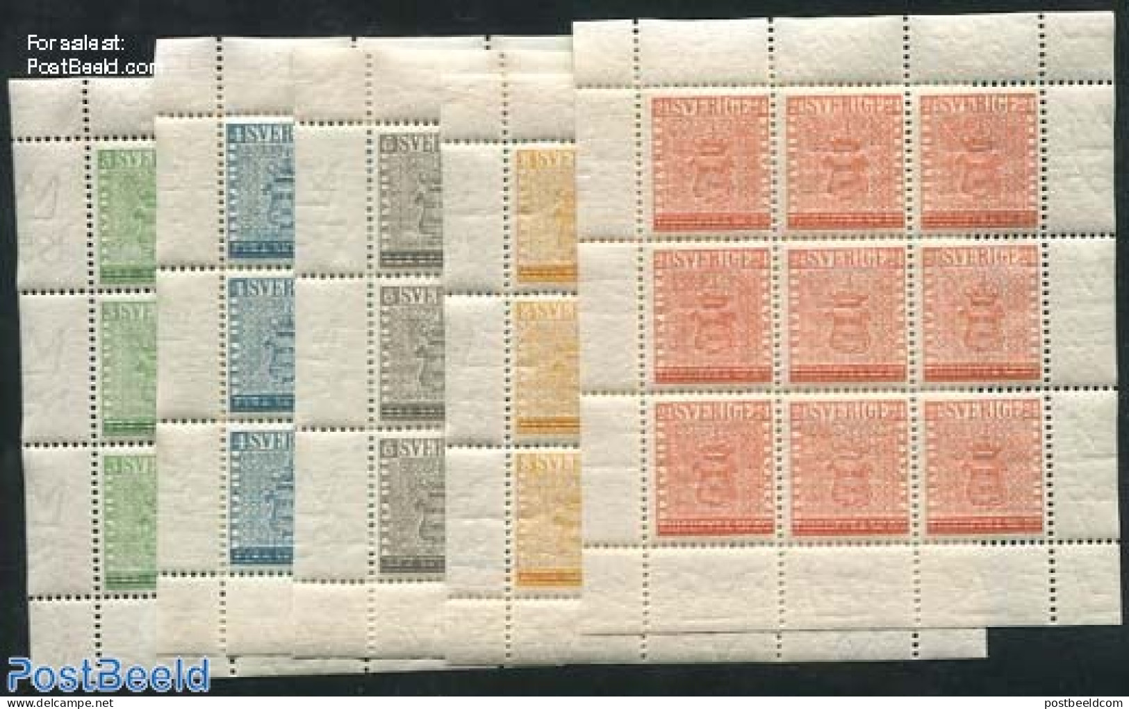 Sweden 1955 Stamp Centenary 5 M/ss, Mint NH, History - Coat Of Arms - 100 Years Stamps - Unused Stamps