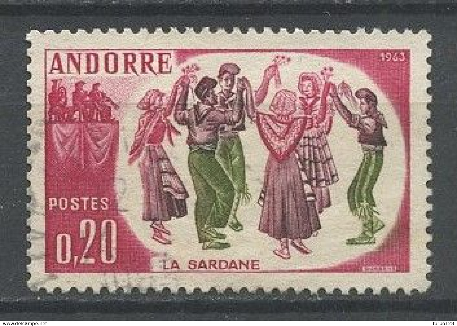 ANDORRE 1963 N° 166 Oblitéré Superbe C 5.50 € Folklore Andorran Danse La Sardane Costumes Suits - Gebruikt