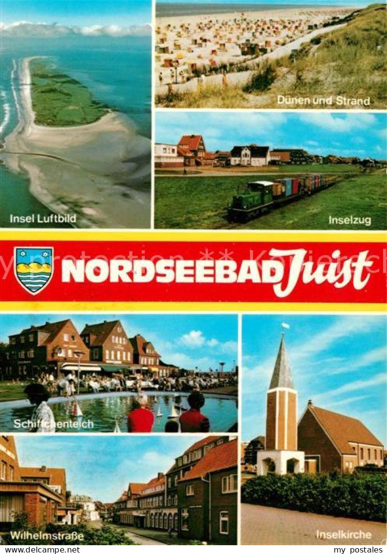 73235093 Juist Nordseebad Fliegeraufnahme Duenen Strand Inselzug Inselkirche Wil - Juist