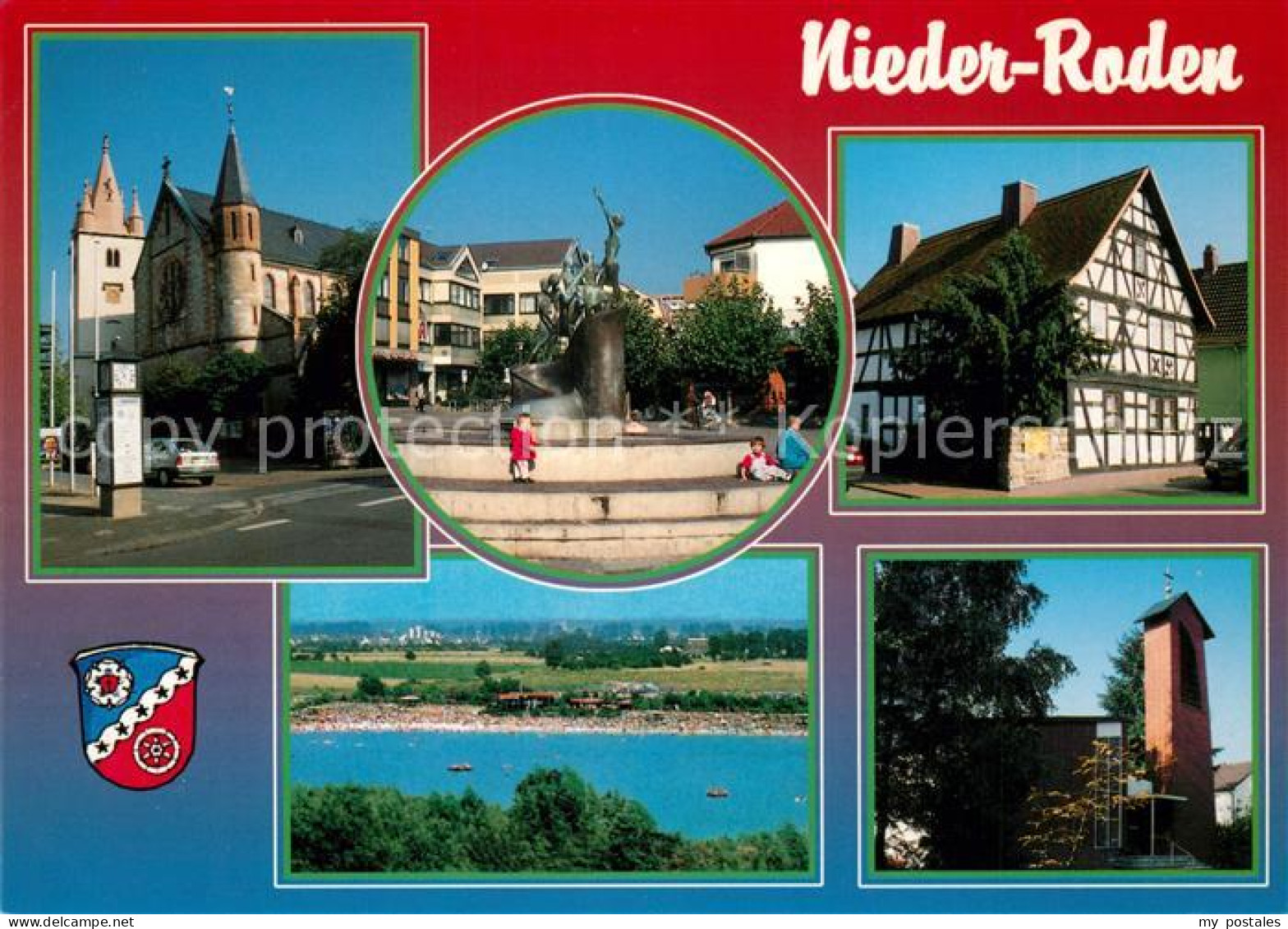 73234213 Nieder-Roden Katholische Pfarrkirche Strand Brunnen Fachwerk Nieder-Rod - Rodgau