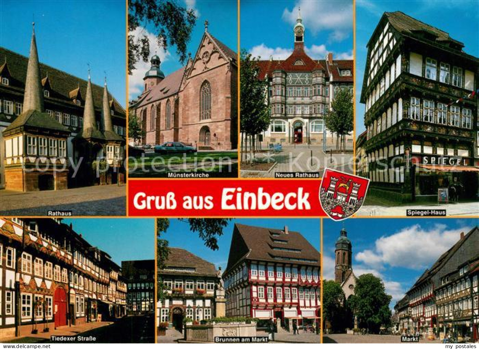 73234144 Einbeck Niedersachsen Spiegelhaus Markt Brunnen Rathaus Muensterkirche  - Einbeck