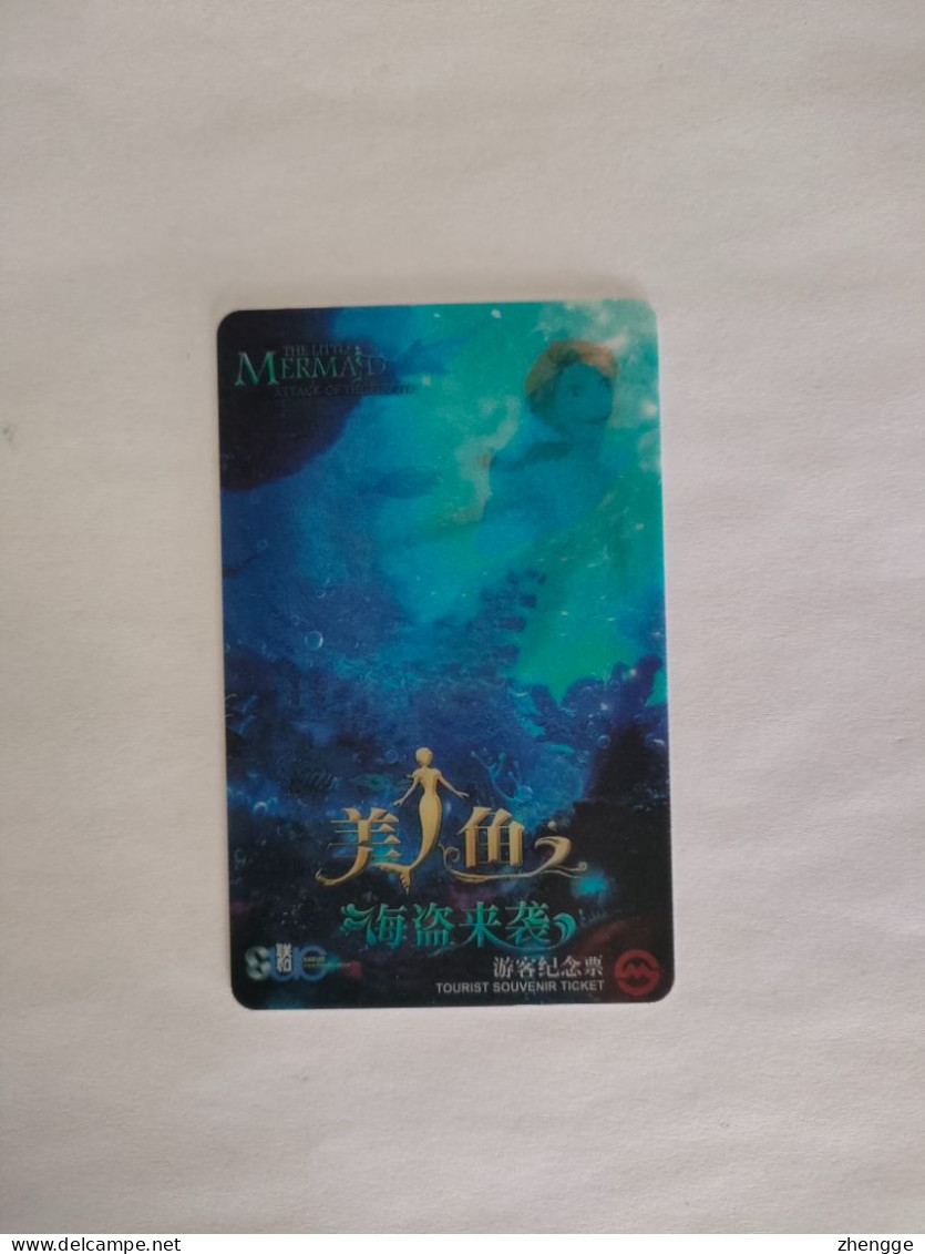 China Transport Cards, Movie, The Little Mermaid: Attack Of The Pirates, 3D Card,metro Card, Shanghai City, (1pcs) - Non Classés