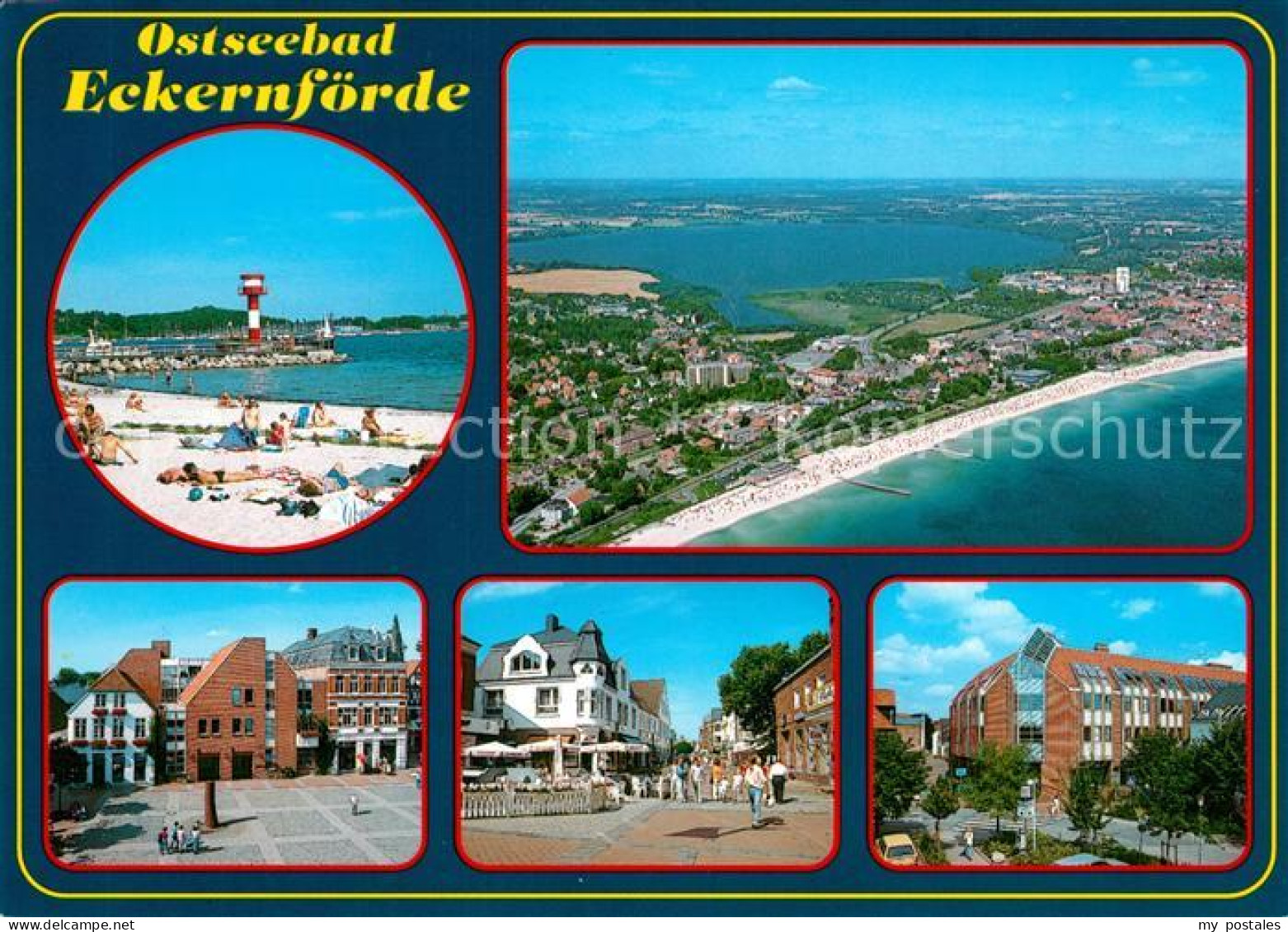 73234034 Eckernfoerde Strand Rathaus Marktplatz Fliegeraufnahme Eckernfoerde - Eckernfoerde