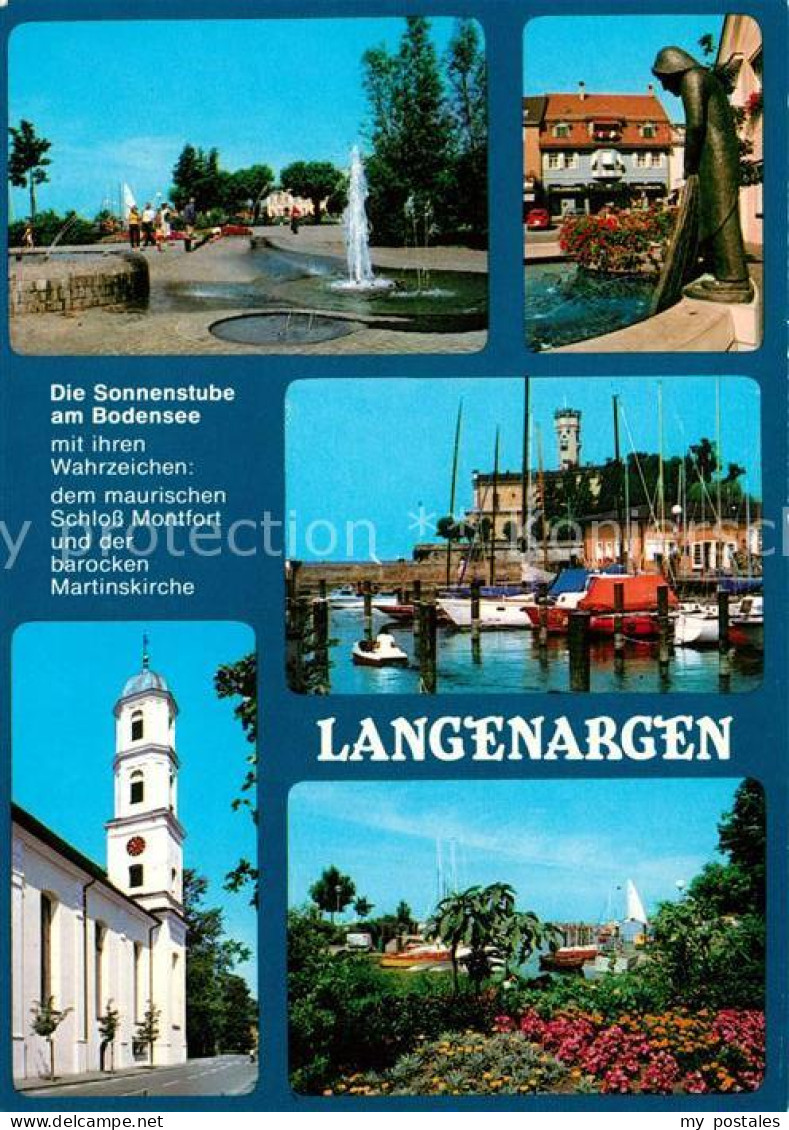 73234023 Langenargen Bodensee Hafen Kirche Brunnen Statue  Langenargen Bodensee - Langenargen