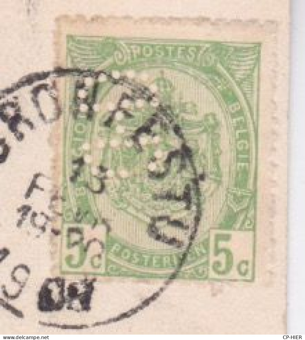 BELGIQUE - TIMBRE PERFORE J-D  190? - CACHET POSTAL CRONFESTU  - CPA  MORLANWELZ MARIEMONT - LES BAINS PARC - Sonstige & Ohne Zuordnung