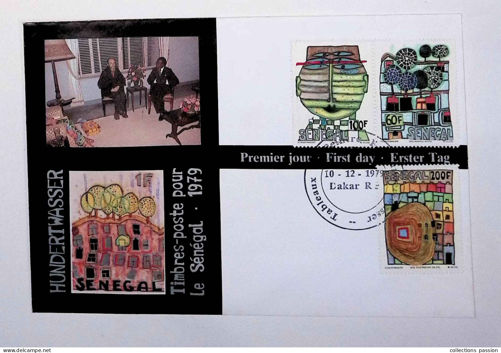 CL, FDC, 1 Er Jour, Sénégal, Dakar, 10-12-79, Tableaux Du Peintre Hundertwasser,  Frais: Envoi En Recommandé - Senegal (1960-...)