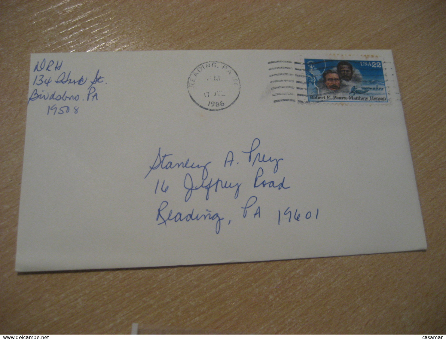 READING 1986 Robert E. Peary Matthew Henson Stamp Cancel Cover USA North Pole Polar Arctic Arctique - Expediciones árticas