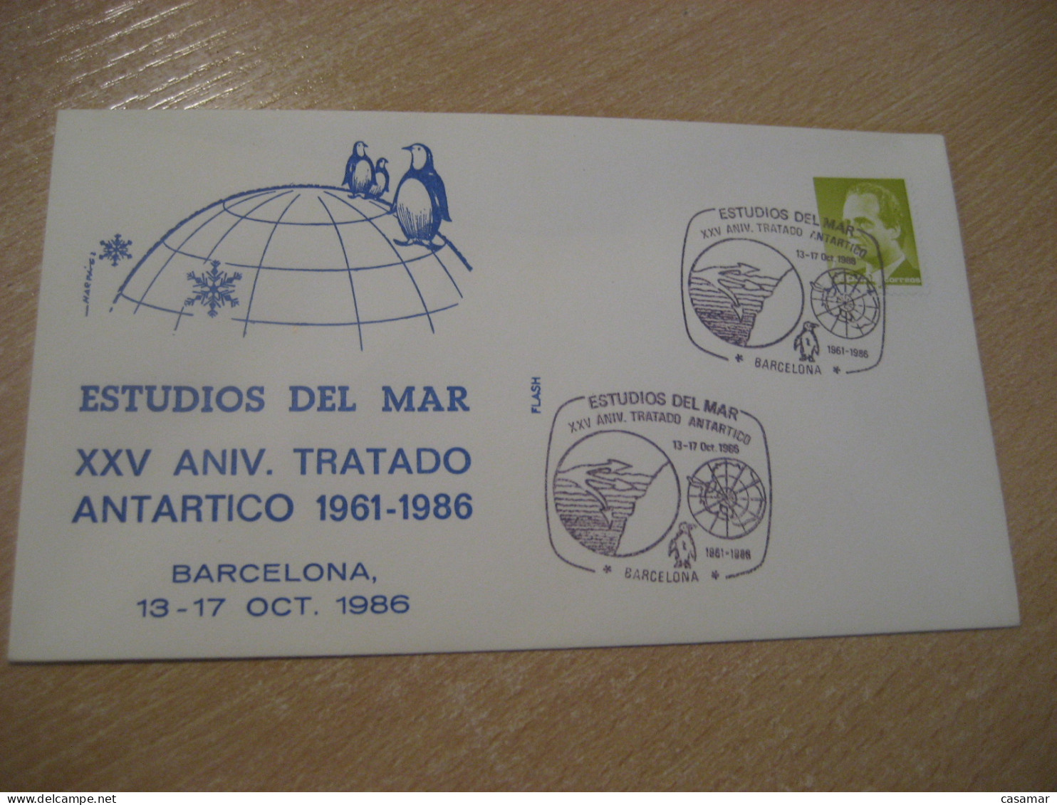 BARCELONA 1986 Estudios Del Mar Antarctic Treaty Penguin Science Cover SPAIN South Pole Polar Antarctics Antarctica - Autres & Non Classés