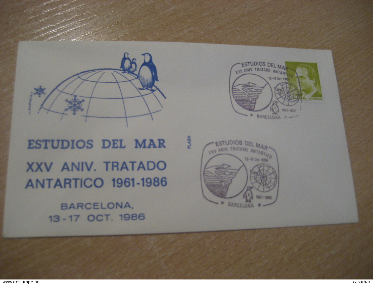 BARCELONA 1986 Estudios Del Mar Antarctic Treaty Penguin Meteorology Cover SPAIN South Pole Polar Antarctics Antarctica - Clima & Meteorología