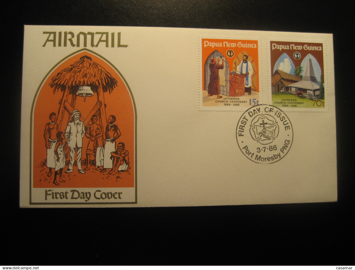 PORT MORESBY 1986 Lutheran Church Centenary Air Mail FDC Cancel Cover PAPUA NEW GUINEA - Papua New Guinea