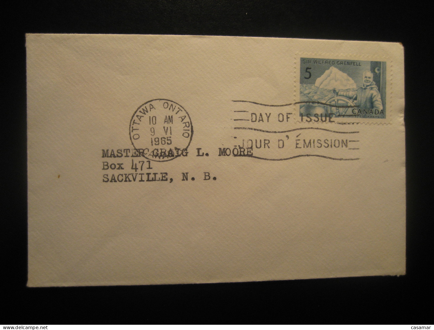 OTTAWA 1965 To Sackville Sir Wilfred Grenfell FDC Cancel Cover CANADA North Pole Polar Arctic Arctique - Explorateurs & Célébrités Polaires