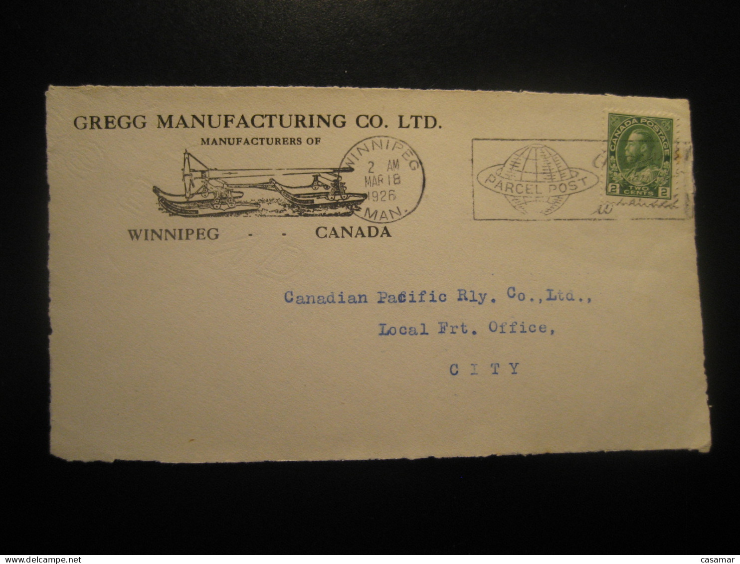 WINNIPEG 1926 Manufacturers Manufacturing Cancel Frontal Front Cover CANADA North Pole Polar Arctic Arctique - Andere & Zonder Classificatie