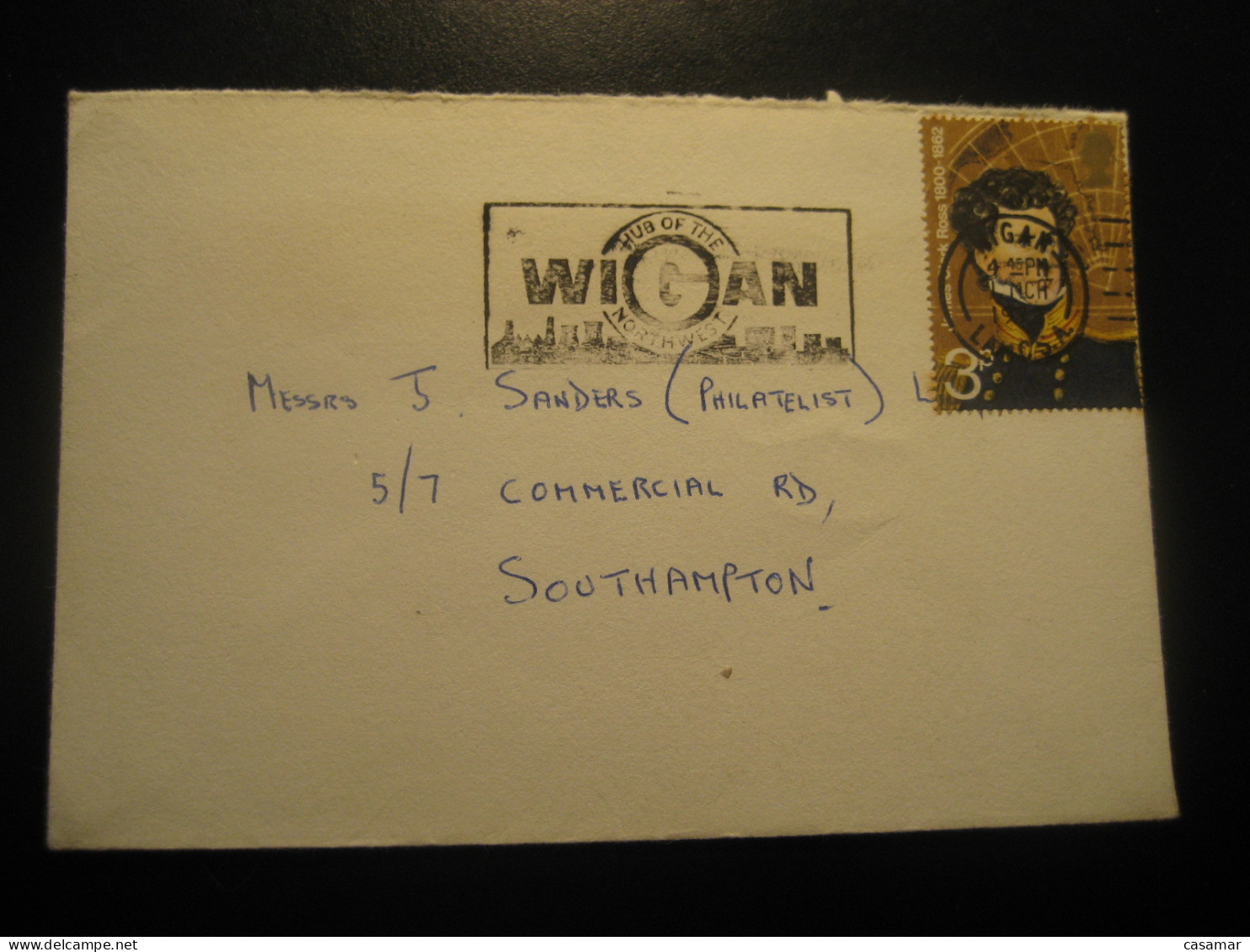 WIGAN 1972 James Clark ROSS Stamp Cancel Cover ENGLAND Pole Polar Arctic Antarctic - Andere & Zonder Classificatie