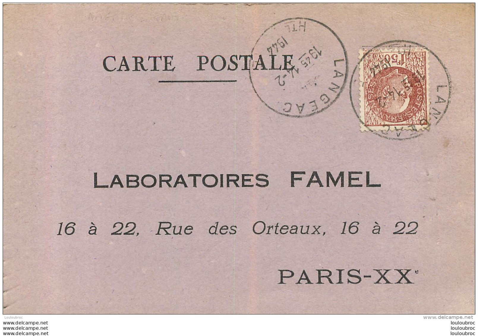 PARIS XX LABORATOIRES FAMEL 16 A 22 RUE DES  ORTEAUX - Arrondissement: 20