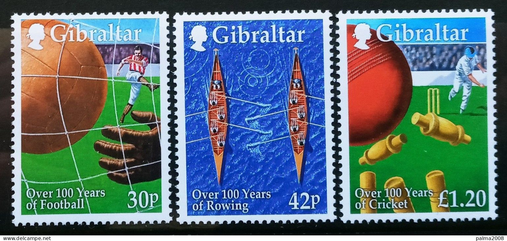 GIBRALTAR - IVERT 891/93 NUEVOS ** DEPORTES CENTENARIOS EN GIBRALTAR - CRICKET - FUTBOL - Gibraltar