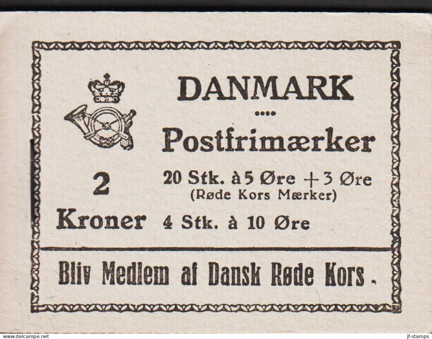 1943. DANMARK. 2 KRONER. BOOKLET With 20 Stk. 5 + 3 ØRE Red Cross  + 4 X 10 ØRE Christian ... (AFA 2 KR - 14) - JF541632 - Carnets