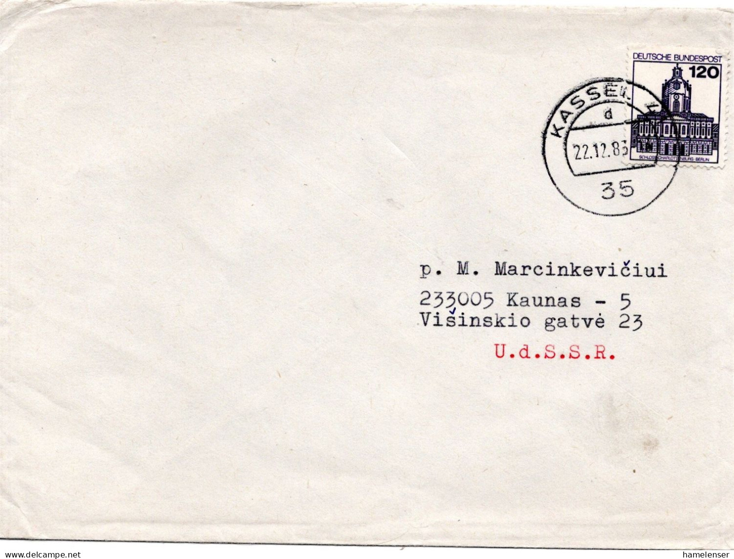 75924 - Bund - 1983 - 120Pfg B&S EF A Bf KASSEL -> KAUNAS (UdSSR) - Briefe U. Dokumente