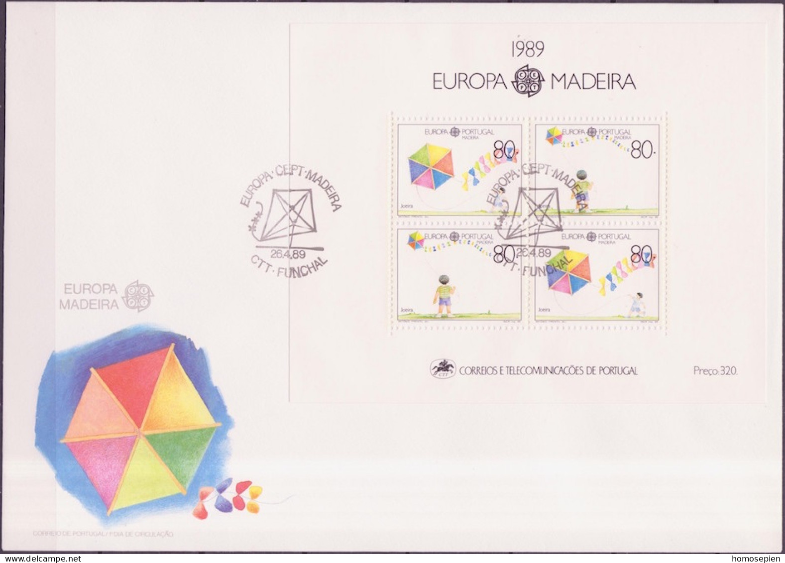 Europa CEPT 1989 Madère - Madeira - Portugal FDC Y&T N°BF10 - Michel N°B10 - 1989