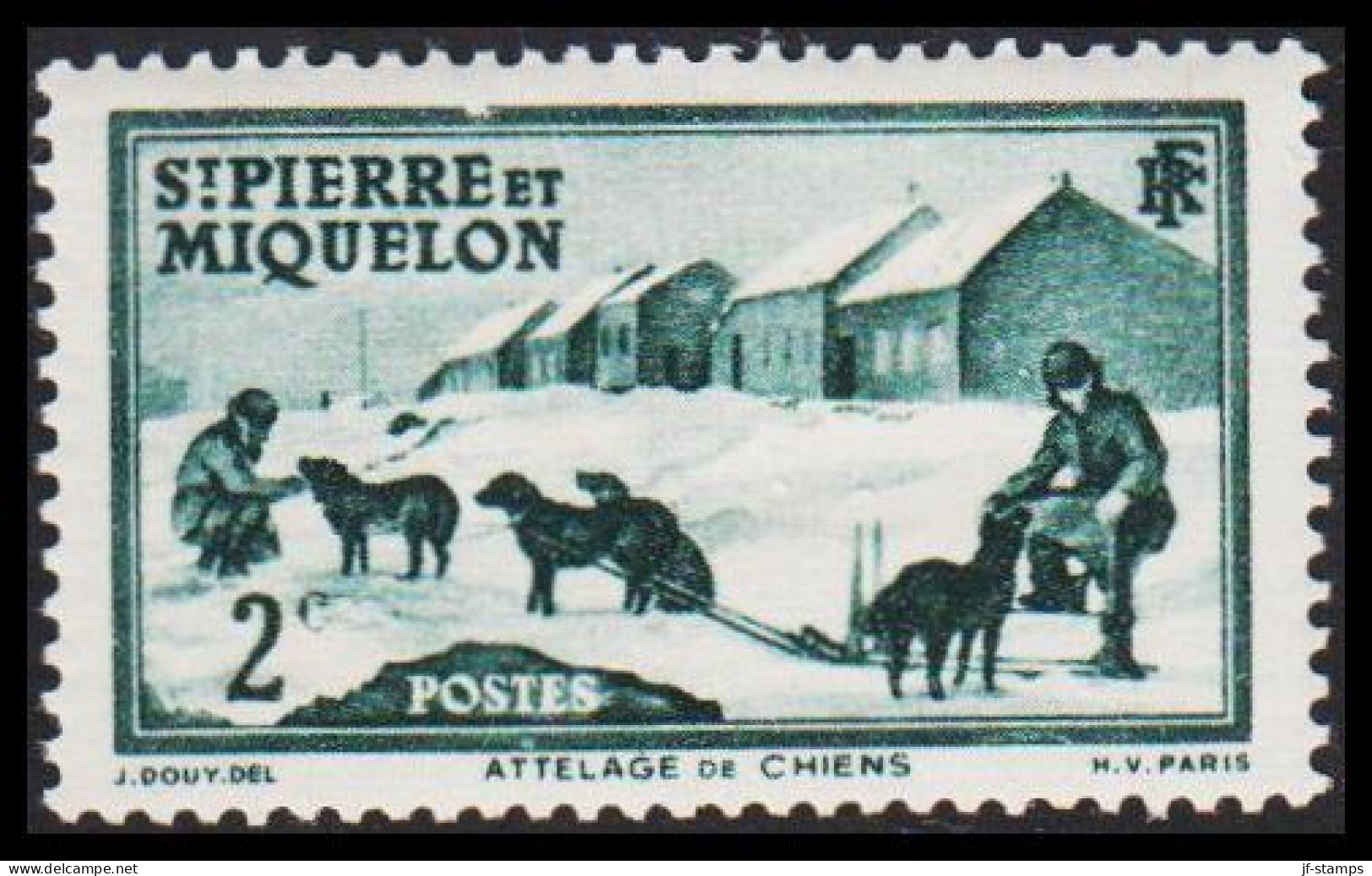 1938. SAINT-PIERRE-MIQUELON. Dog Sledge 2 C. Hinged.  (Michel 170) - JF542970 - Brieven En Documenten