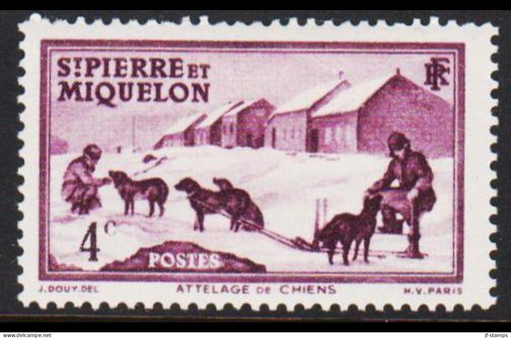 1938. SAINT-PIERRE-MIQUELON. Dog Sledge 4 C. Hinged.  (Michel 172) - JF542972 - Cartas & Documentos