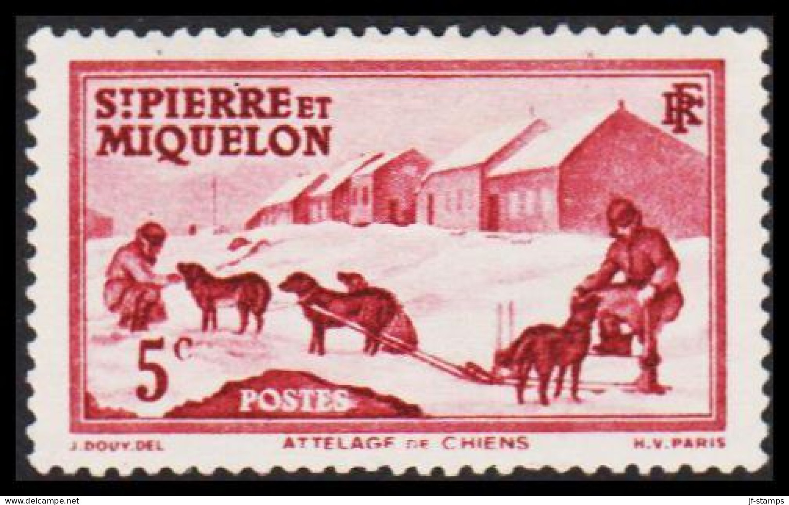 1938. SAINT-PIERRE-MIQUELON. Dog Sledge 5 C. Hinged.  (Michel 173) - JF542973 - Covers & Documents