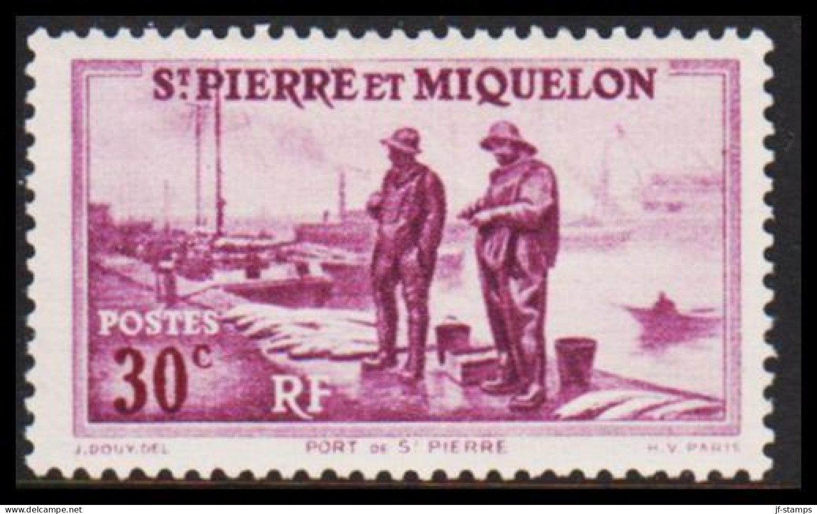 1938. SAINT-PIERRE-MIQUELON. St. Pierre Harbour 30 C. Hinged.  (Michel 178) - JF542978 - Storia Postale