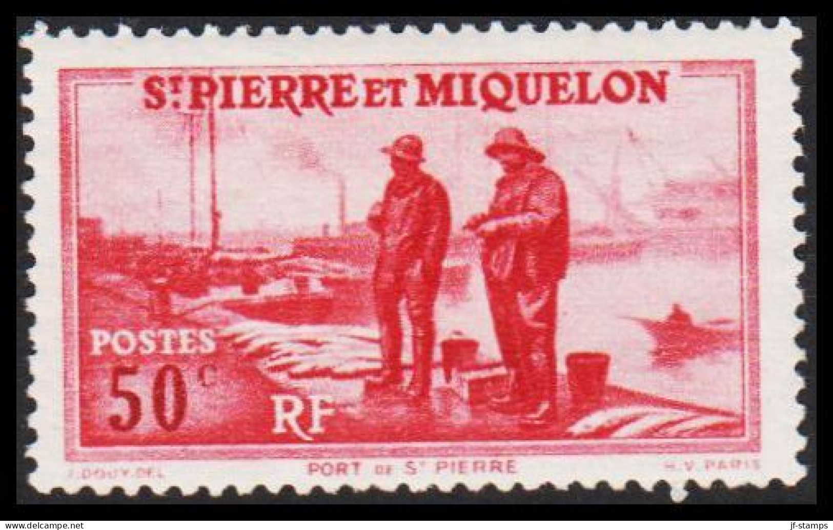 1938. SAINT-PIERRE-MIQUELON. St. Pierre Harbour 50 C. Hinged.  (Michel 180) - JF542980 - Cartas & Documentos