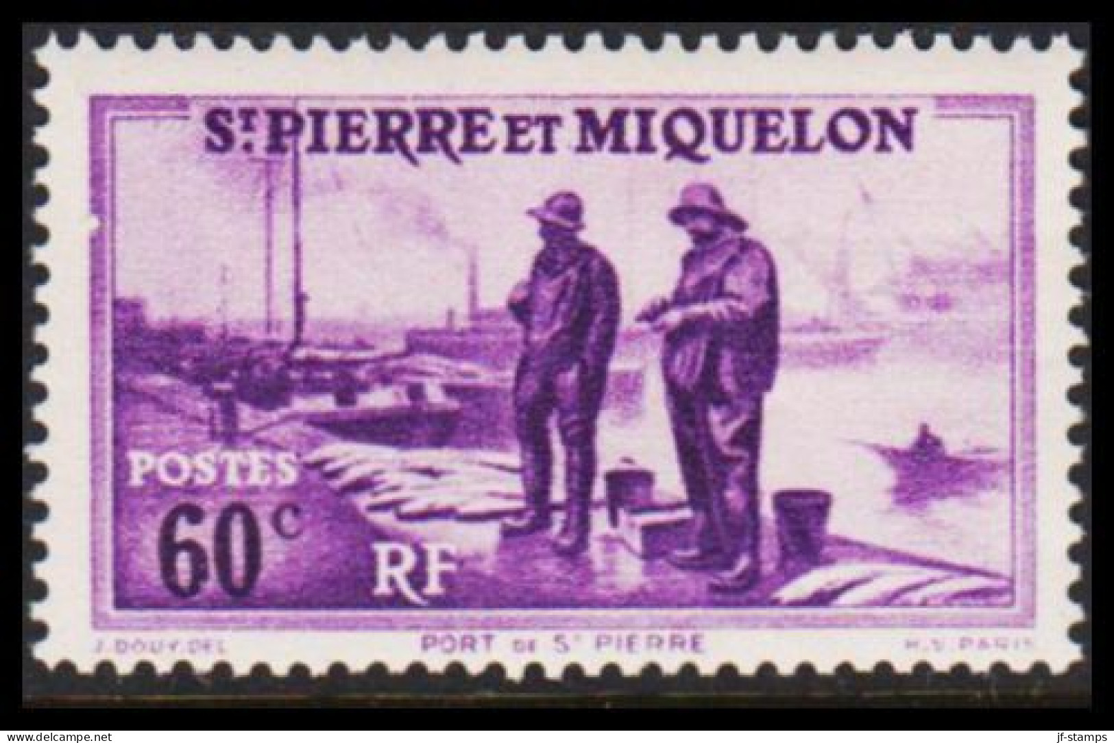 19391940. SAINT-PIERRE-MIQUELON. St. Pierre Harbour 60 C. Hinged.  (Michel 201 ) - JF542982 - Covers & Documents