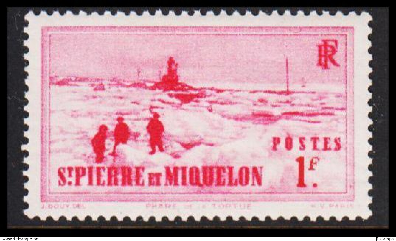 1938. SAINT-PIERRE-MIQUELON. Tortue Lighthouse 1 F. Hinged.  (Michel 184) - JF542985 - Brieven En Documenten