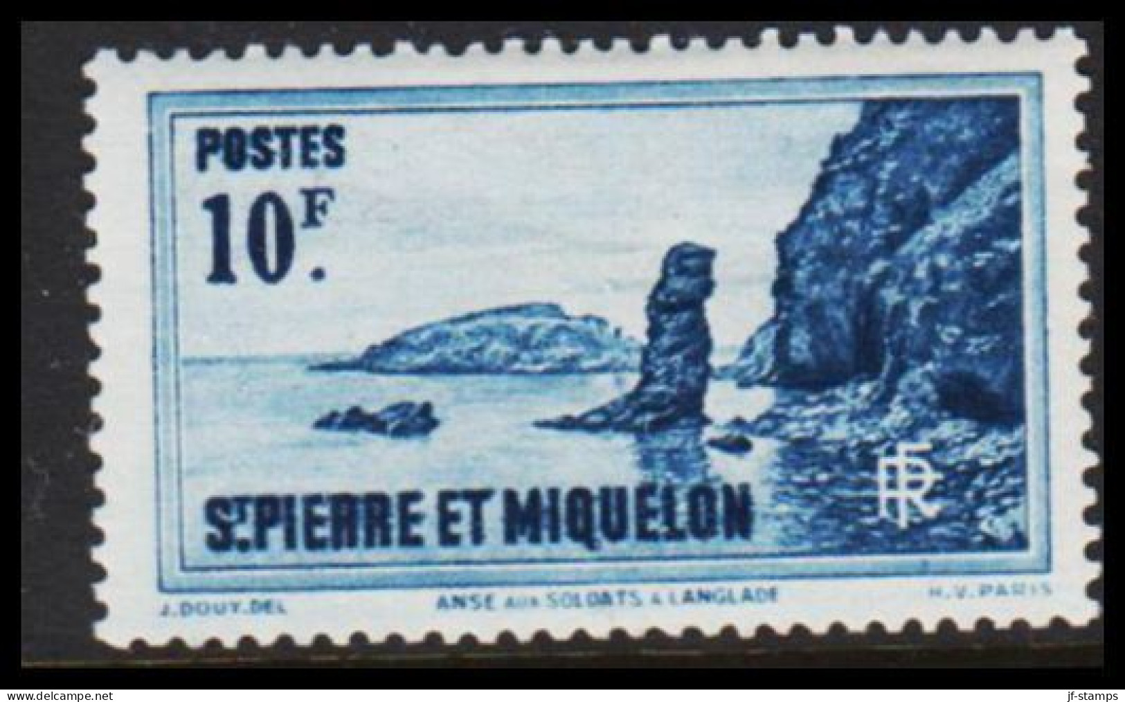 1938. SAINT-PIERRE-MIQUELON. LANGLADE 10 F. Hinged.  (Michel 190) - JF542987 - Covers & Documents