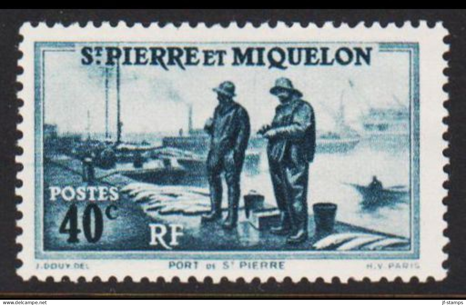 19391940. SAINT-PIERRE-MIQUELON. St. Pierre Harbour 40 C. Hinged.  (Michel 199 ) - JF542999 - Brieven En Documenten