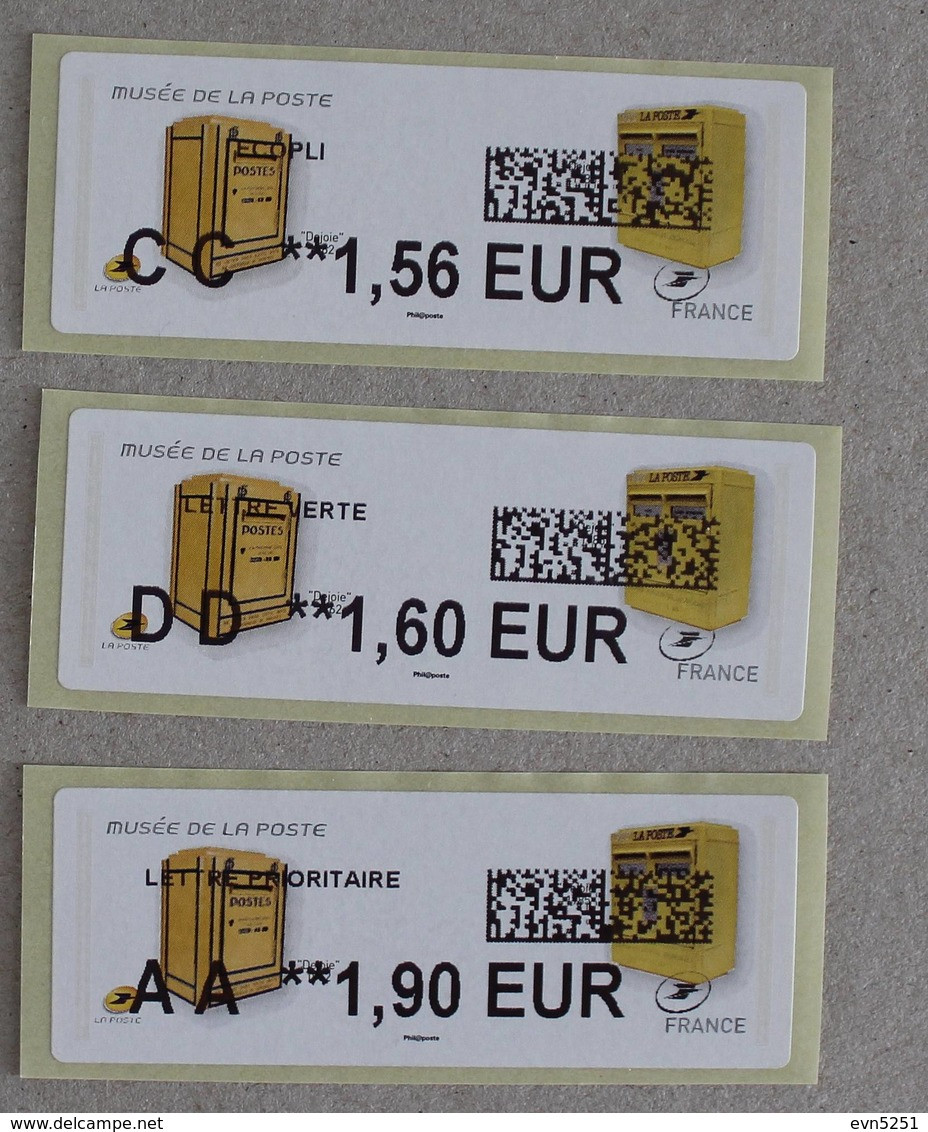 Lis2018-02 : Musée De La Poste :  CC 1.56,  DD 1.60,  AA 1.90  ( Autoadhésives) - 2010-... Illustrated Franking Labels