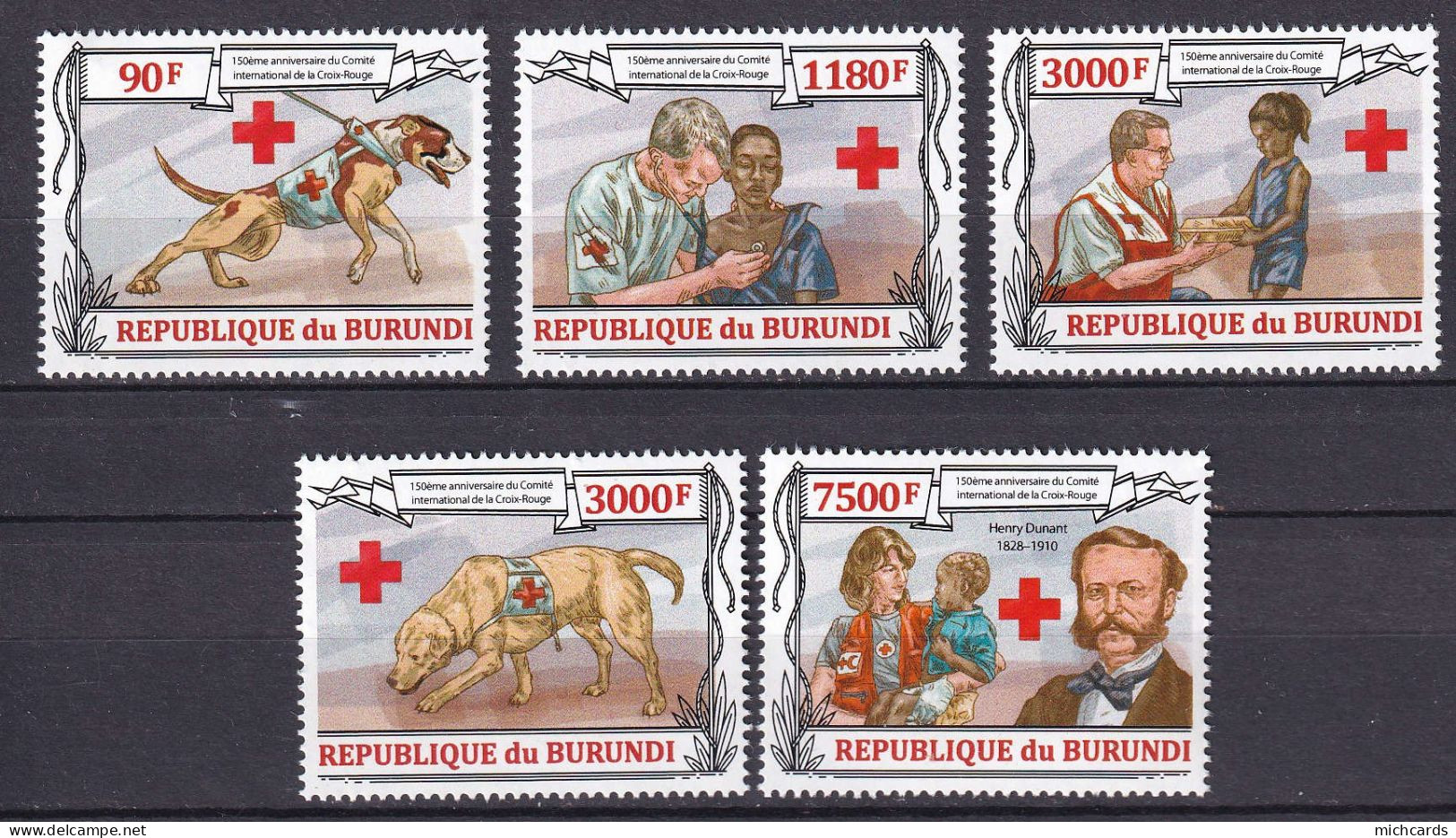 172 BURUNDI 2013 - Y&T 2002/05 Du BF 340 - Croix Rouge Henry Dunant - Neuf ** (MNH) Sans Charniere - Neufs