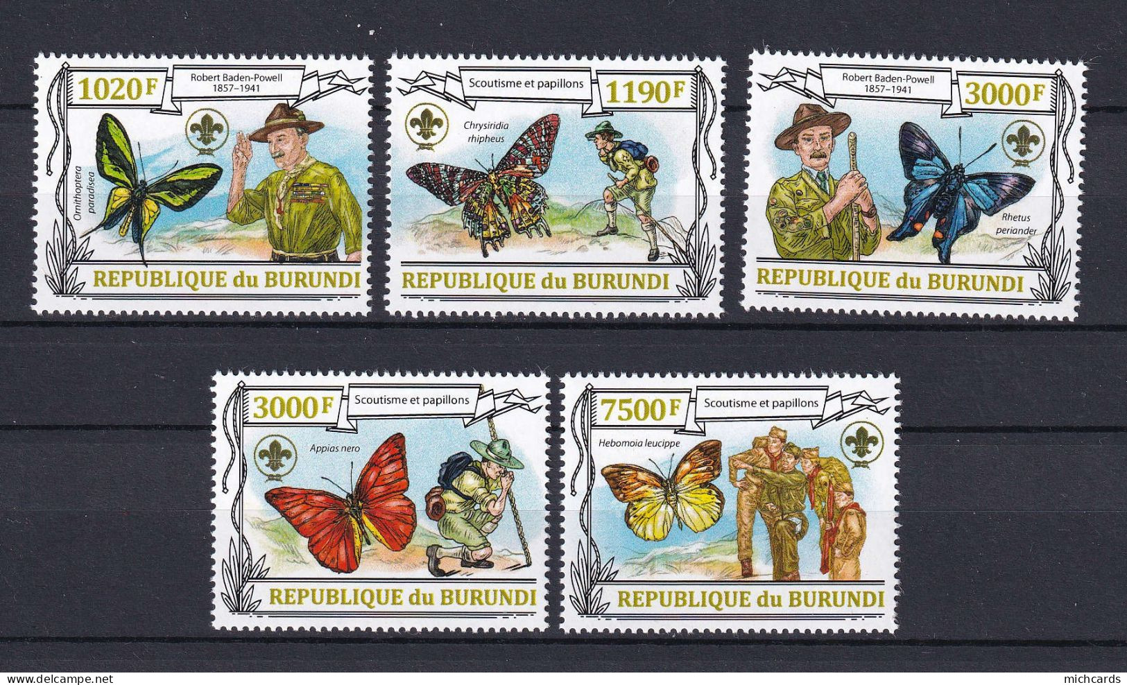 172 BURUNDI 2013 - Y&T 2010/13 Du BF 342 -Papillon Scout - Neuf ** (MNH) Sans Charniere - Ongebruikt