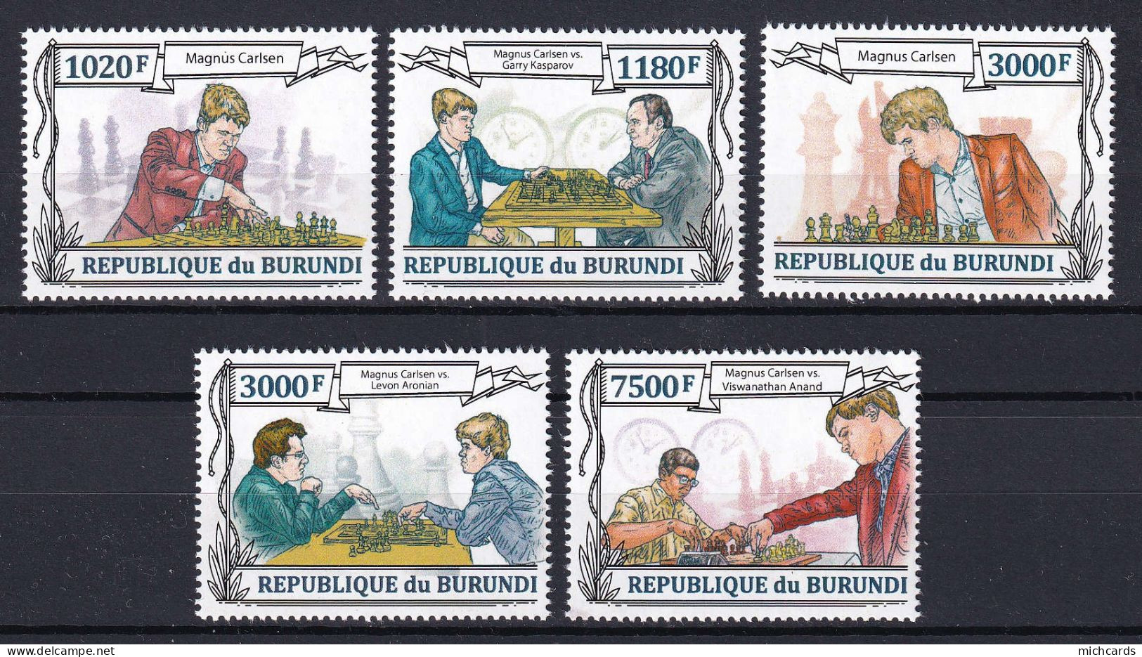 172 BURUNDI 2013 - Y&T 2038/41 Du BF 349 - Magnus Carisen Echecs - Neuf ** (MNH) Sans Charniere - Ongebruikt