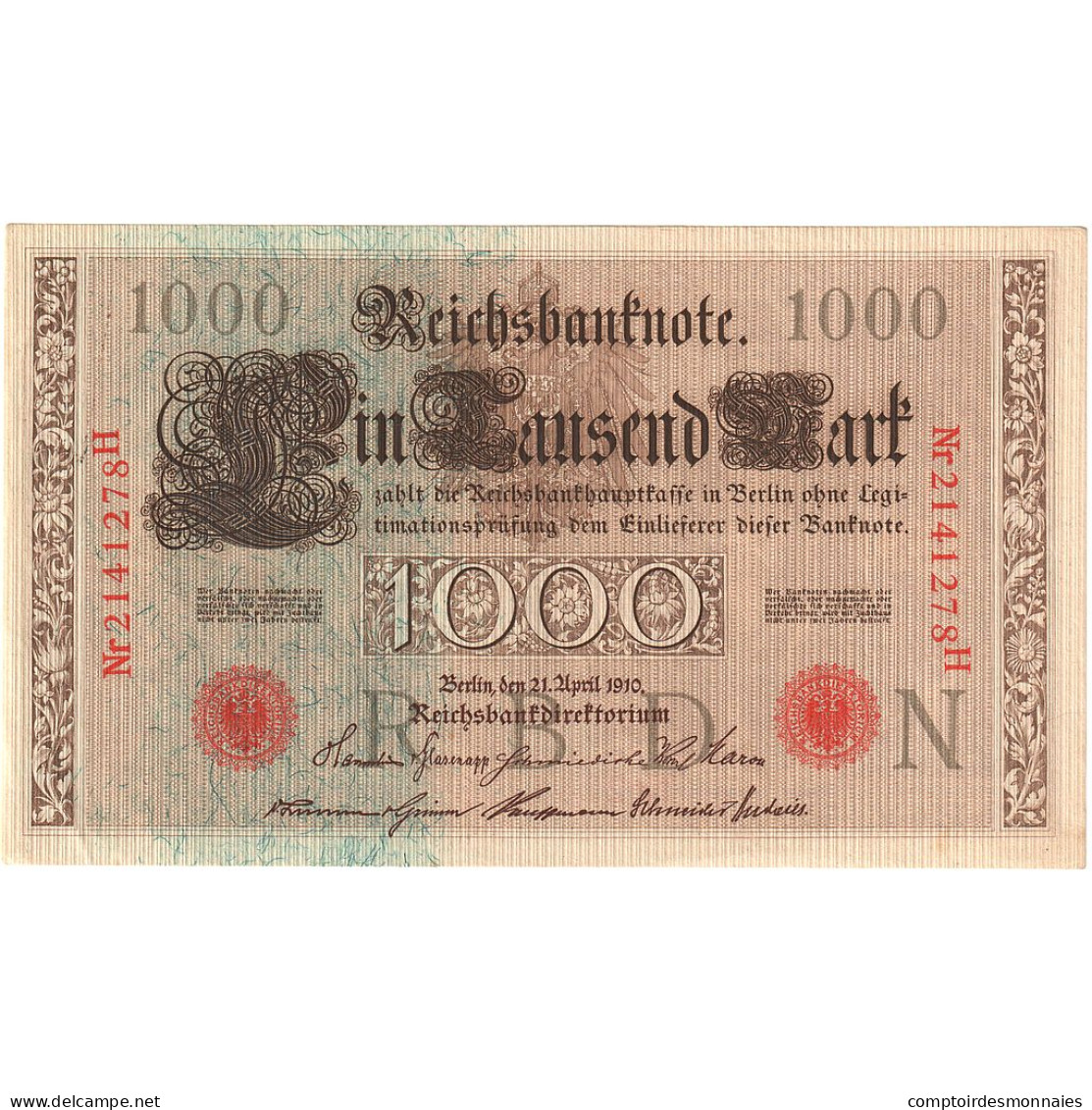 Allemagne, 1000 Mark, 1910-04-21, SUP+ - 1.000 Mark